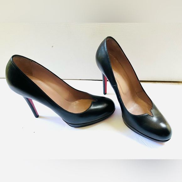 Stunning stiletto shoes shiny Black Real Leather heels pump with Platform Eur 40 - Picture 3 of 16